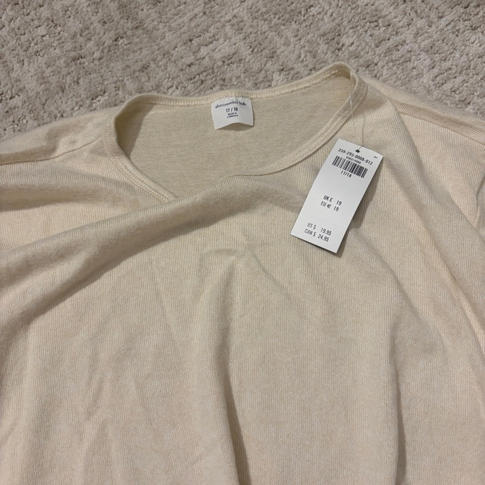 Abercrombie girls long sleeve twist front cream tee top brand NEW - Picture 2 of 4